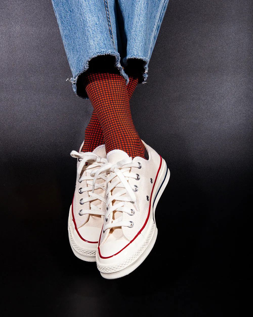 Women's Houndstooth Socks - Orange & Black